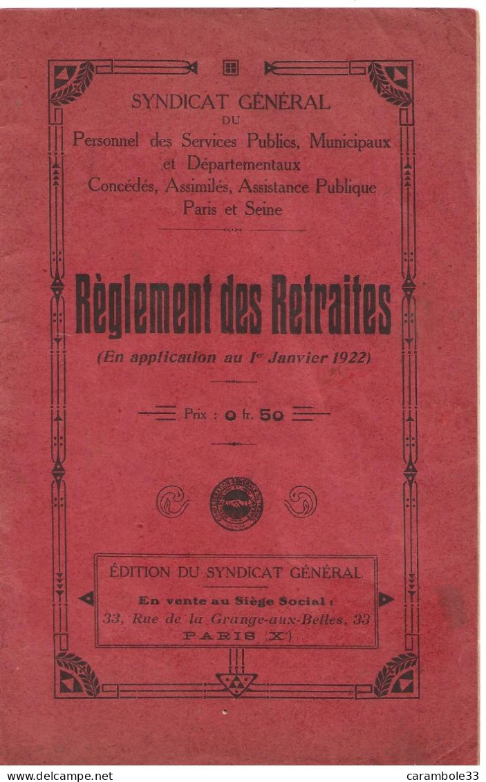 Règlement Des Retraites   (En Application Au 1 Janvier 1921    30 Pages  (1439) - Programmes