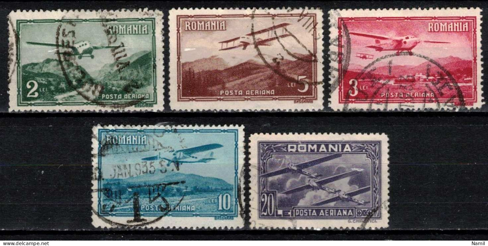 Roumanie 1931 Mi 419-23 (Yv PA 14-8), Obliteré - Andere & Zonder Classificatie