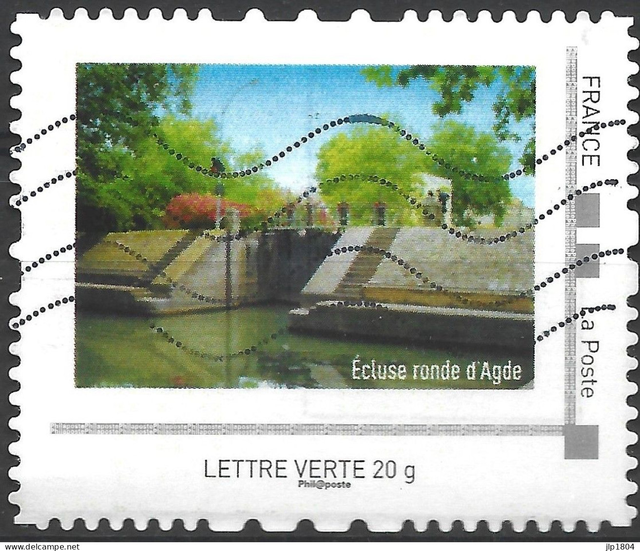 Montimbramoi  Ecluse Ronde D'Agde - Lettre Verte- Timbre Sur Support - Used Stamps