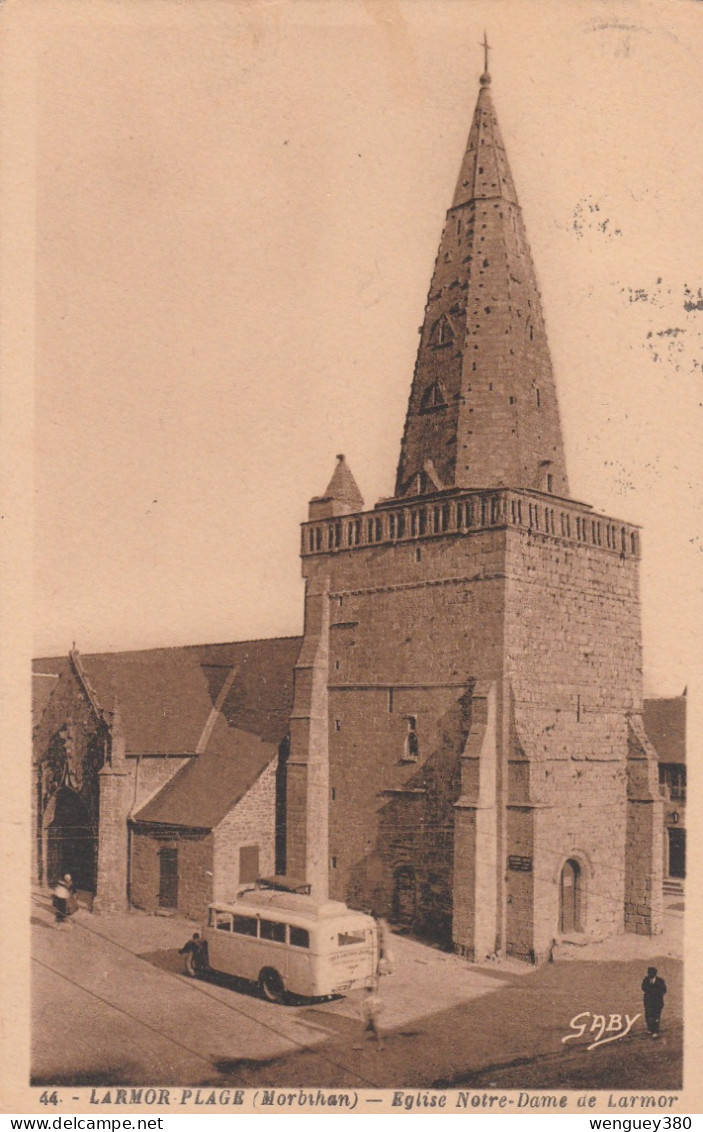 56 LARMOR PLAGE.  LORIENT Eglise Notre-Dame De Larmor  TB PLAN  1937 .    RARE - Larmor-Plage