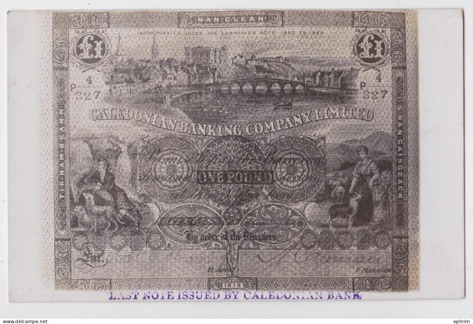 Last Note Issued By Caledonian Bank Banknote On Postcard Inverness Scotland Billet De Banque Sur Carte Postale 1907 - Inverness-shire