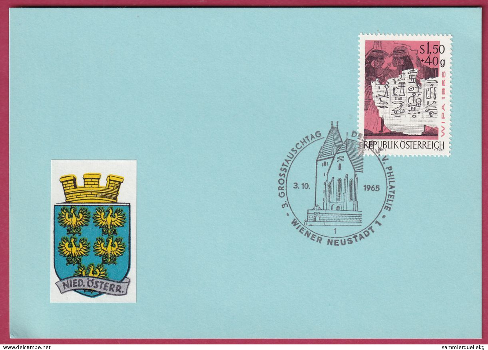 Österreich MNr.1184 Sonderstempel 3. 10. 1965 Wiener Neustadt 3. Grosstauschtag - Cartas & Documentos