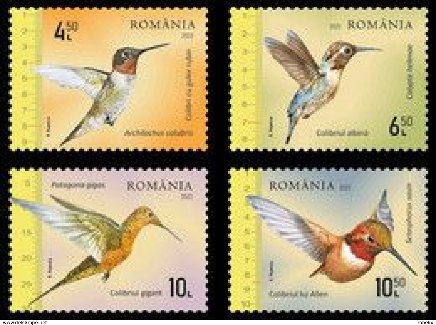 ROMANIA 2022 BIRDS  HUMMINGBIRDS   Set Of 4 Stamps   MNH** - Colibríes