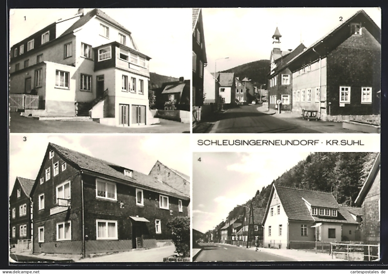 AK Schleusingerneundorf-Suhl, FDGB-Vertragshaus Zum Steinbergsblick, Hauptstrasse Mit Rathaus, Gasthaus  - Suhl