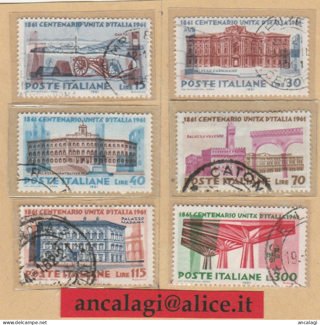 USATI ITALIA 1961 - Ref.0153F "CENTENARIO DELL'UNITA' D'ITALIA" Serie Di 6 - - 1961-70: Used