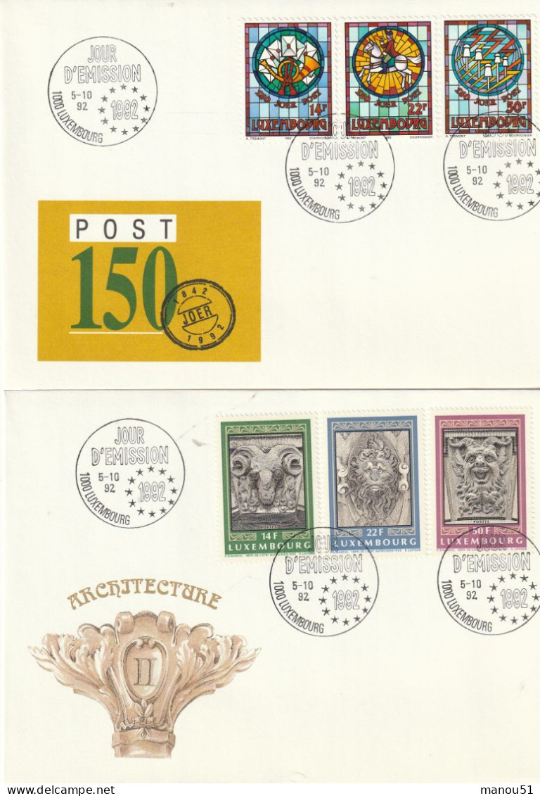LUXEMBOURG - Emission Du 5.10.1992 - Lot 7 Timbres + 3 Enveloppes 1er Jour - Neufs