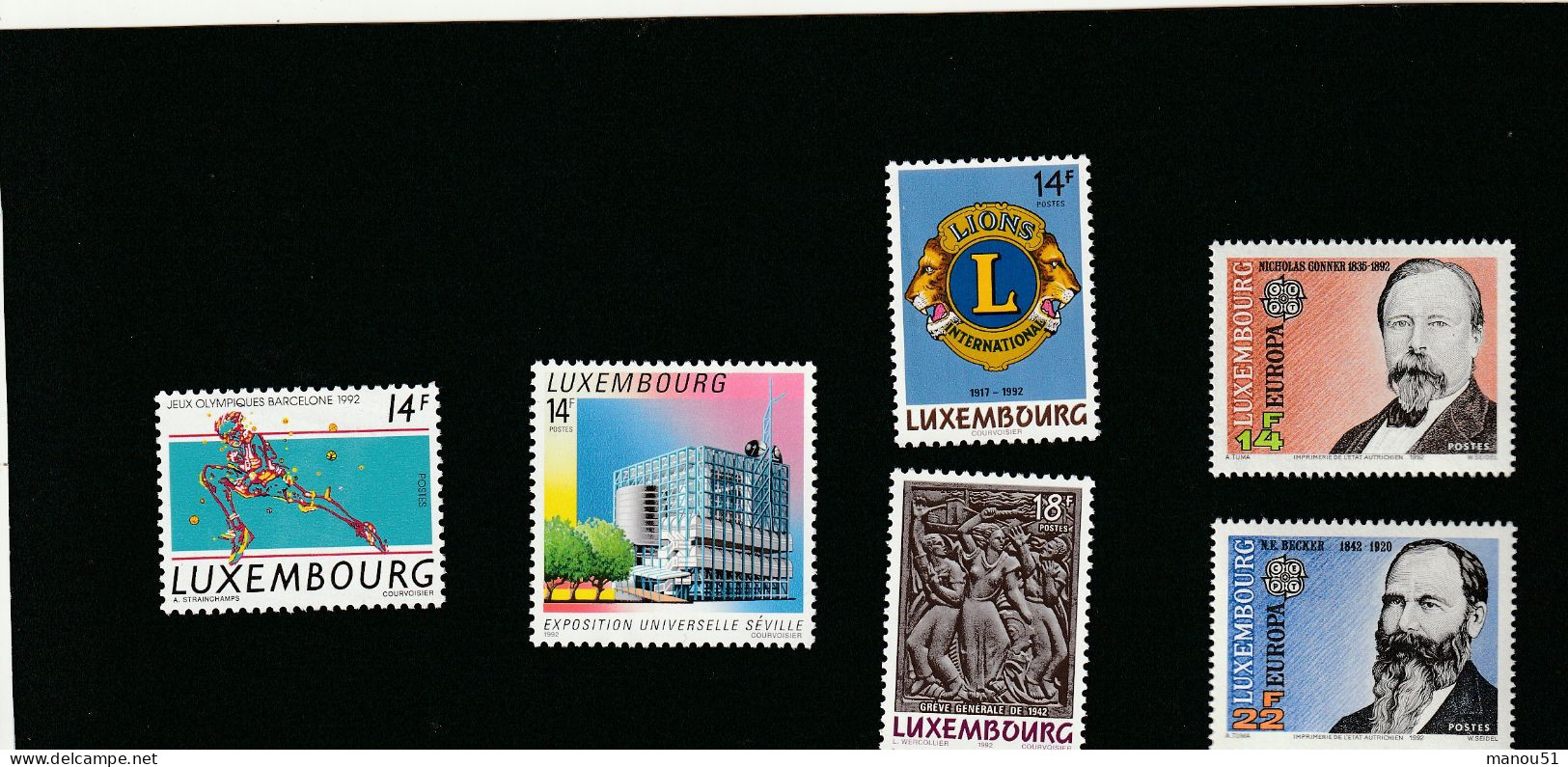 LUXEMBOURG - Emission Du 18.05.1992 - Lot 6 Timbres + 4 Enveloppes 1er Jour - Ongebruikt