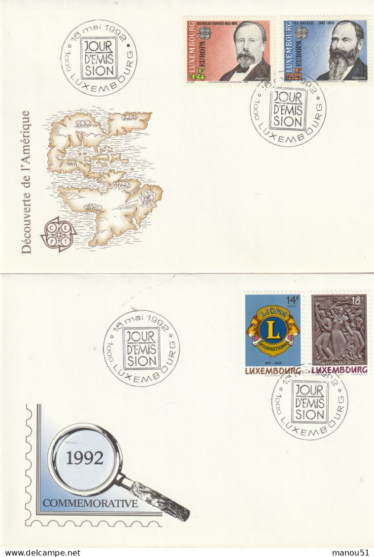 LUXEMBOURG - Emission Du 18.05.1992 - Lot 6 Timbres + 4 Enveloppes 1er Jour - Ongebruikt