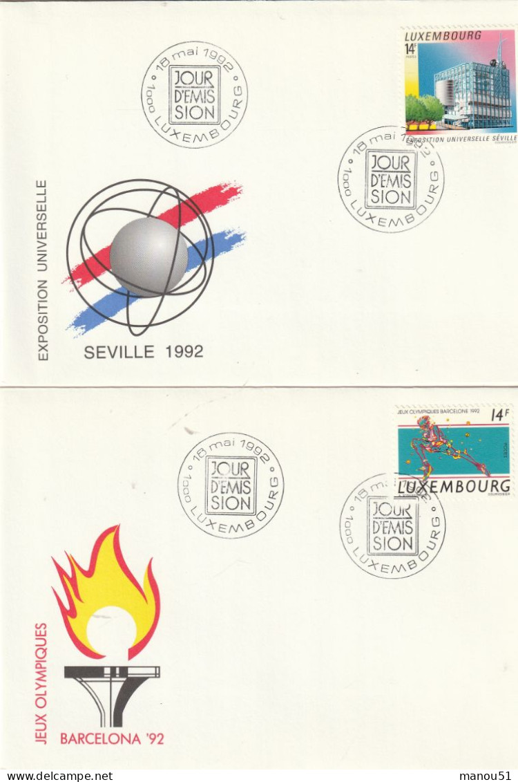 LUXEMBOURG - Emission Du 18.05.1992 - Lot 6 Timbres + 4 Enveloppes 1er Jour - Ungebraucht