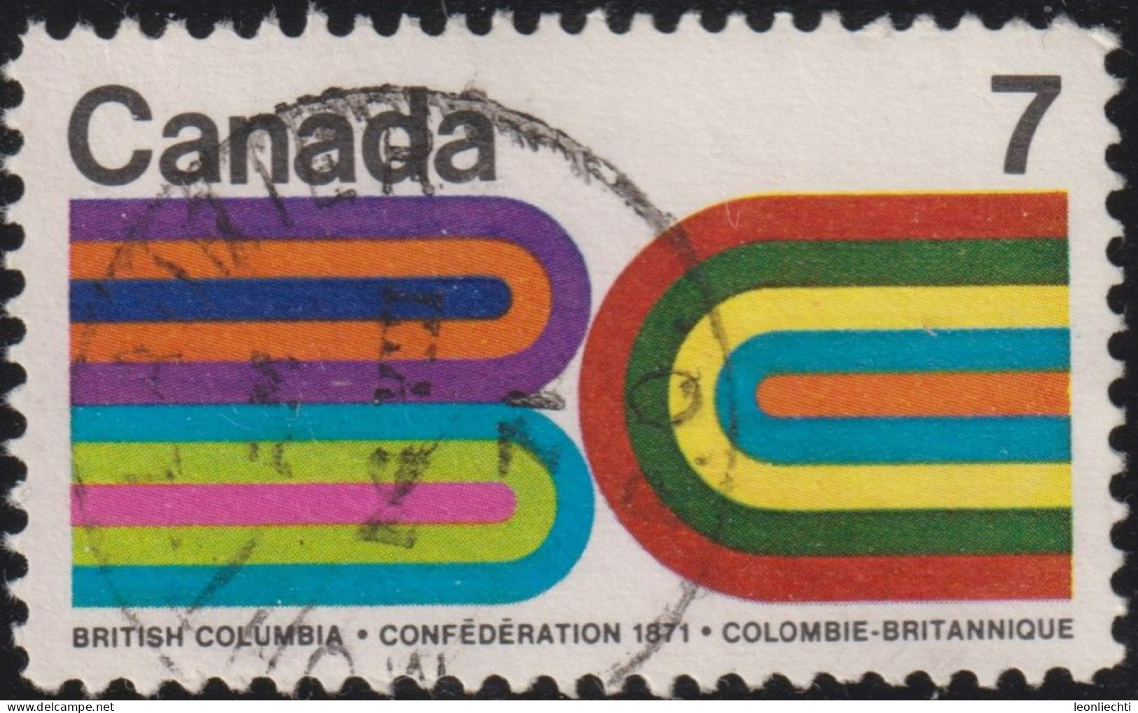 1971  Kanada ° Mi:CA 485, Sn:CA 552, Yt:CA 464, Sg:CA 685, Centenary Of British Columbia's Entry Into Confederation - Usados