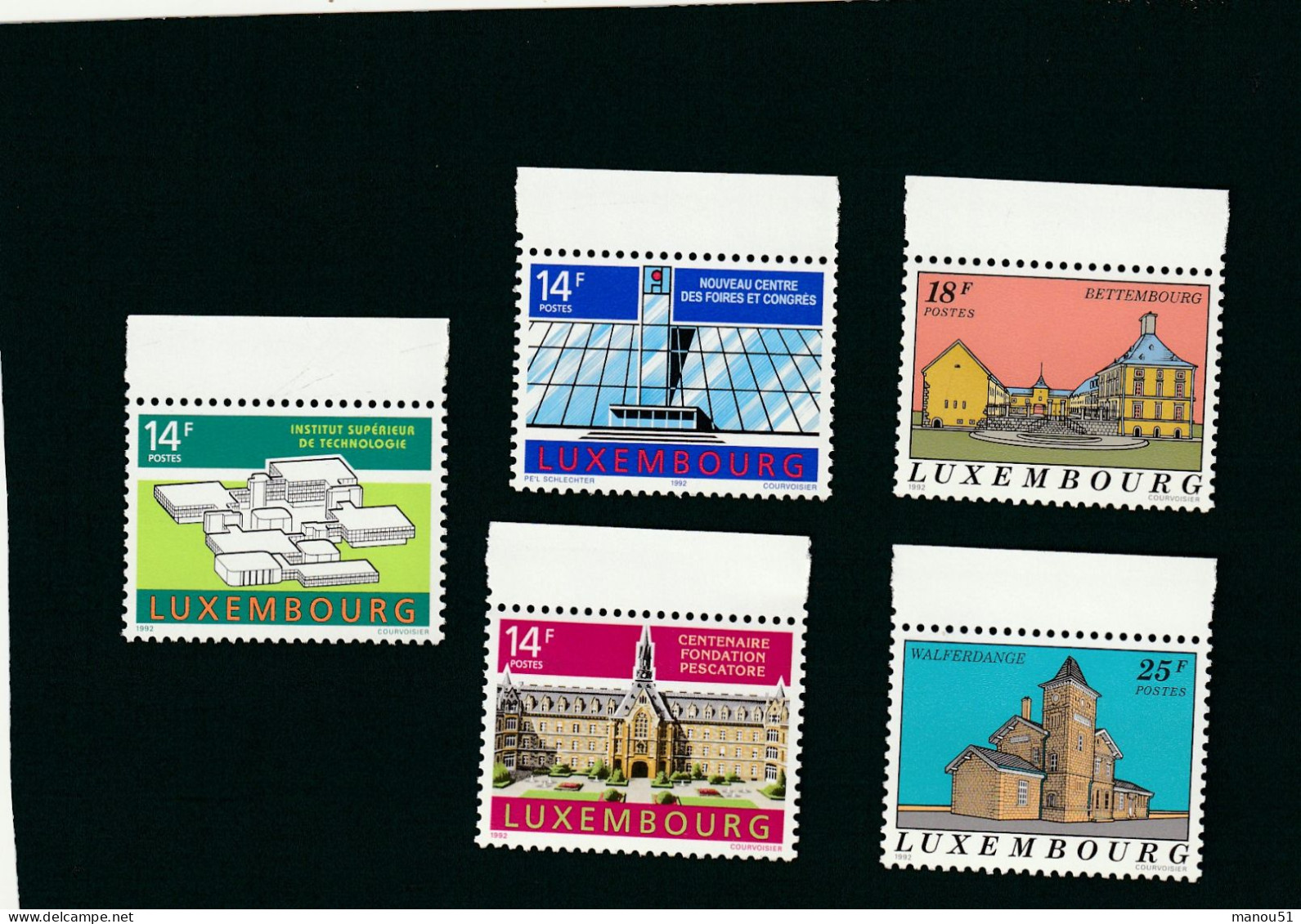 LUXEMBOURG - Emission Du 16.03.1992 - Lot 5 Timbres + 2 Enveloppes 1er Jour - Ungebraucht