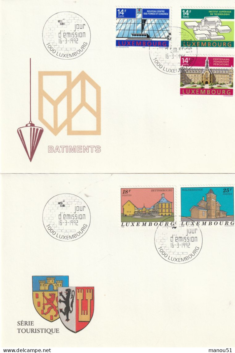 LUXEMBOURG - Emission Du 16.03.1992 - Lot 5 Timbres + 2 Enveloppes 1er Jour - Nuovi