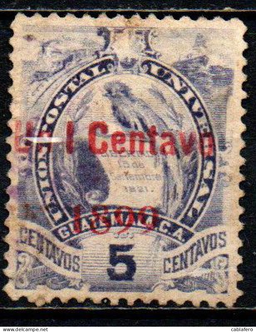 GUATEMALA - 1899 - National Emblem Surcharged In Red - USATO - Guatemala