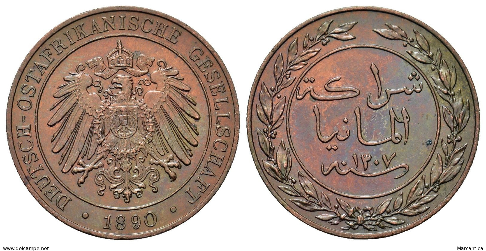 German East Africa. Wilhelm II (1888-1918). Bronze Pesa, 1890. Berlin Mint. - Other - Africa