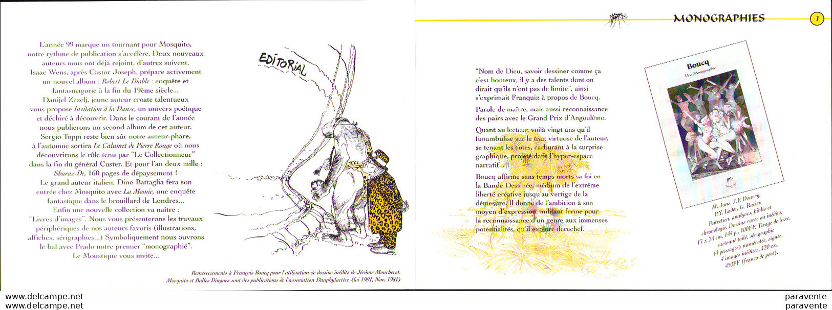 Catalogue MOSQUITO 1999 Avec BOUCQ JUILLARD CHALAND PELLEJERO TOPPI - Boucq