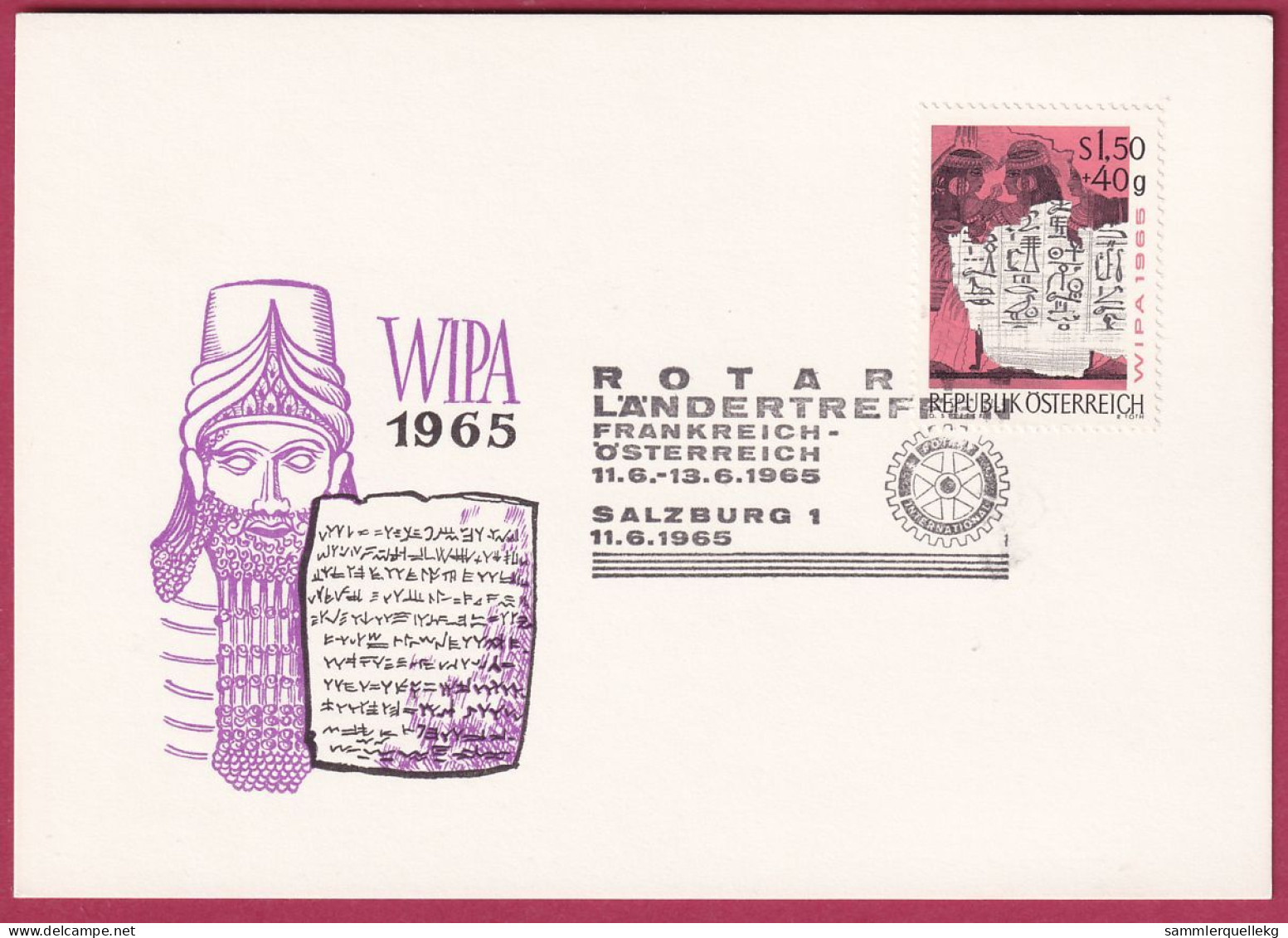 Österreich MNr.1184 Sonderstempel 11. 6. 1965 Salzburg, Rotary Ländertreffen Frankreich Und Österreich - Briefe U. Dokumente