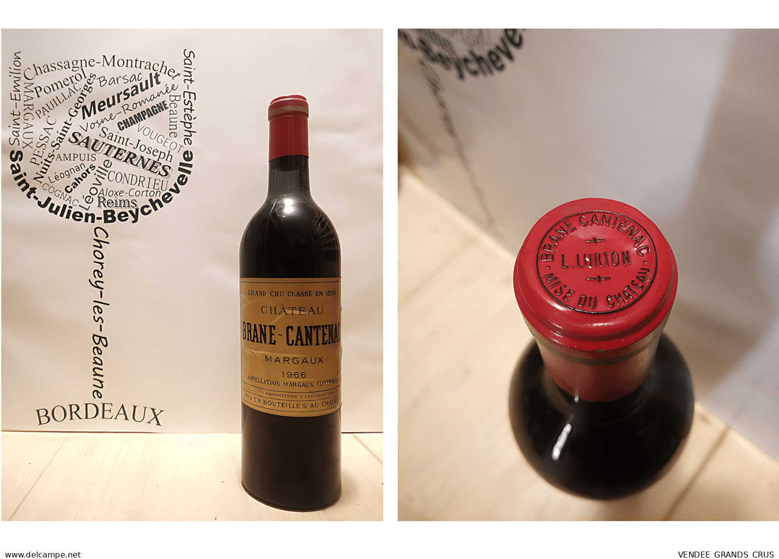 Château Brane Cantenac 1966 - N°1 - Margaux - 2ème Grand Cru Classé - 1 X 75 Cl - Wein