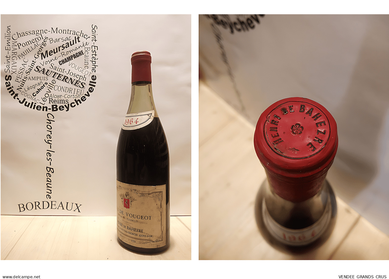 Clos De Vougeot 1964 - Henri De Bahezre - Bouteille N°2 - 75 Cl - Rouge - Wine
