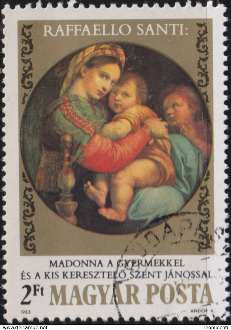 1983 Ungarn ° Mi:HU 3614A, Sn:HU 2788, Yt:HU 2856, Sg:HU 3497, AFA:HU 3502, PHu:HU 3577,Madonna And Child With St. John - Usado