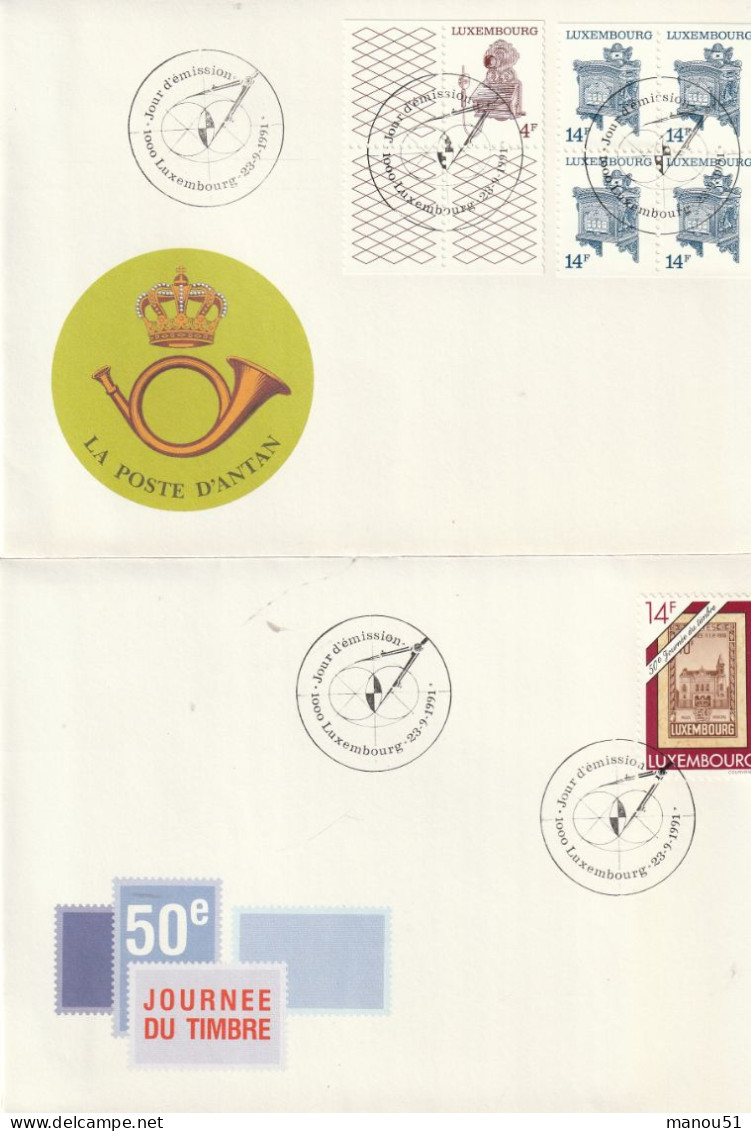 LUXEMBOURG - Emission Du 23.09.1991 - Lot 7 Timbres + 4 Enveloppes 1er Jour - Ongebruikt