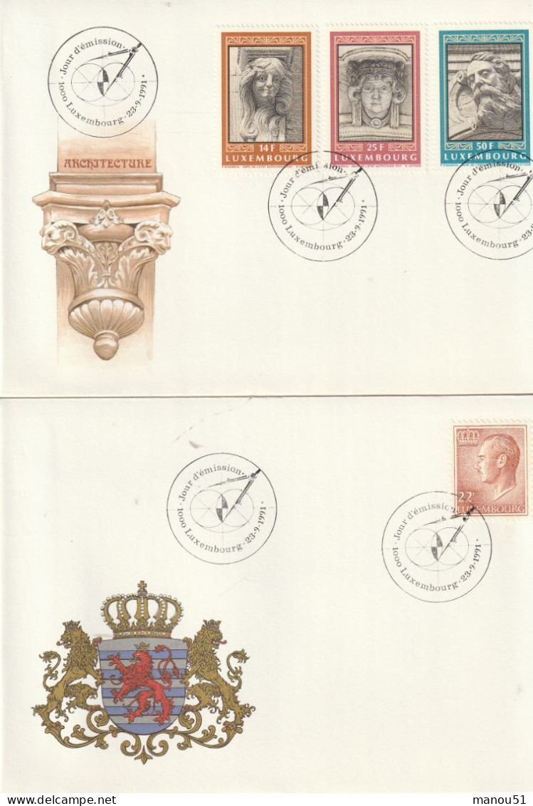 LUXEMBOURG - Emission Du 23.09.1991 - Lot 7 Timbres + 4 Enveloppes 1er Jour - Nuovi