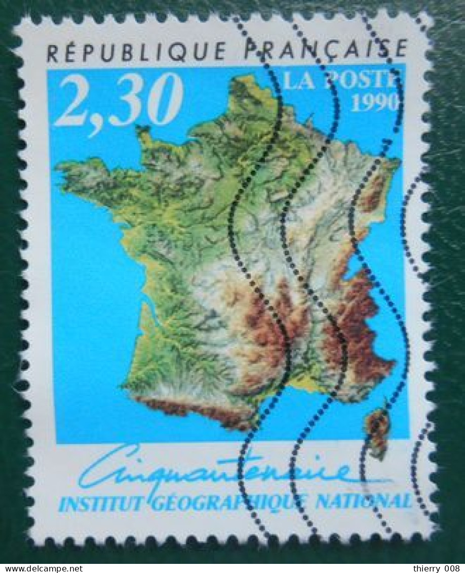 2662 France 1990 Oblitéré Institut Géographique National Carte De France - Gebraucht