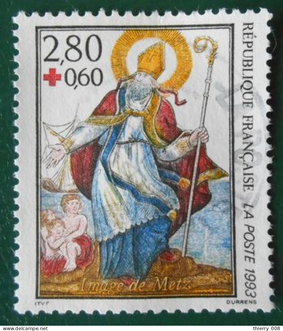 2853 France 1993 Oblitéré Image De Metz Saint Nicolas Croix Rouge - Gebraucht