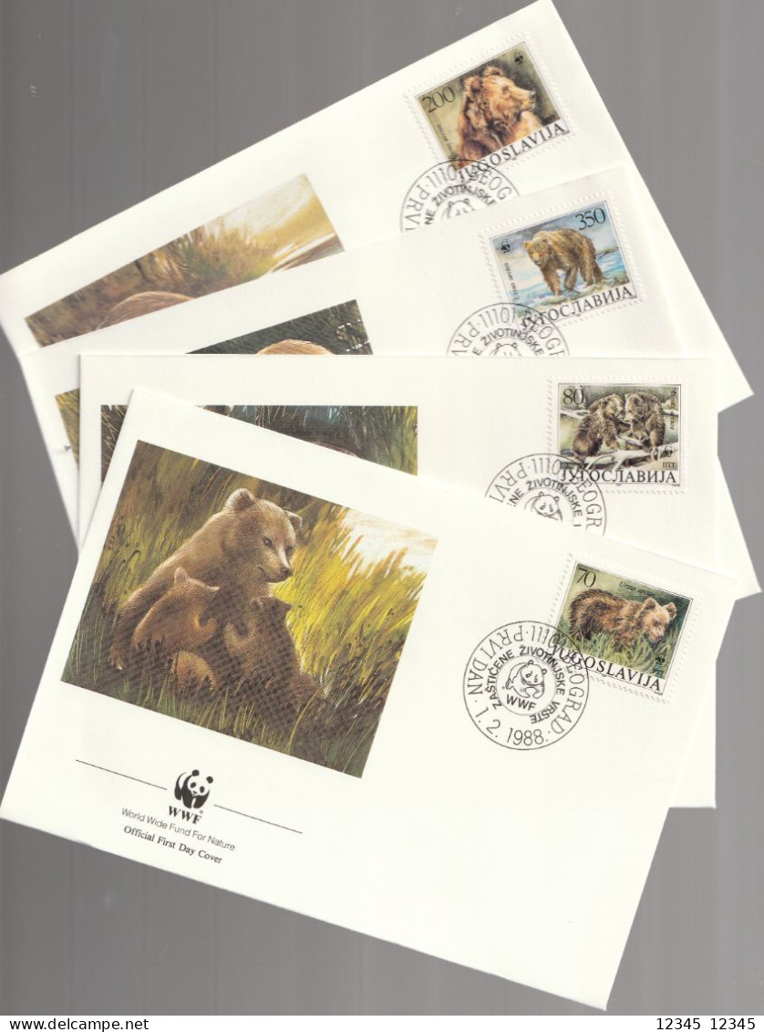 Joegoslavië 1988, FDC Unused, WWF, Brown Bear - Cartes-maximum