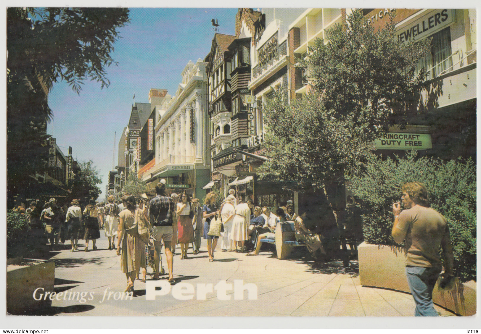 WESTERN AUSTRALIA WA Busy Hay Street Mall PERTH Emu P28 Postcard C1970s - Perth