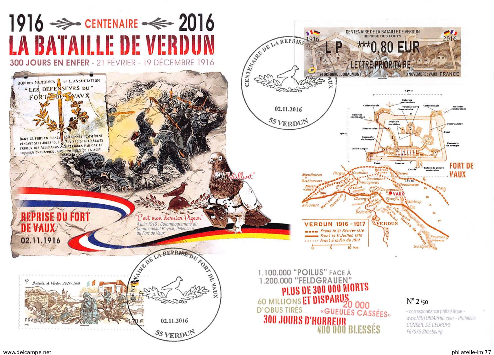 FDC GF FRANCE - Centenaire Bataille De Verdun / Fort De Vaux - WW2