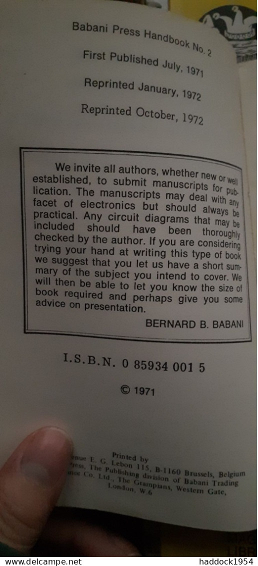 Handbook Of Radio, Tv, Et Industrial Tube And Valve Equivalents B.B.BABANI 1972 - Sonstige & Ohne Zuordnung