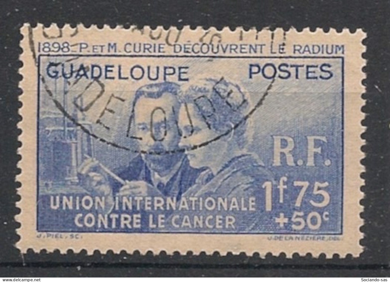 GUADELOUPE - 1938 - N°YT. 139 - Marie Curie - Oblitéré / Used - Oblitérés