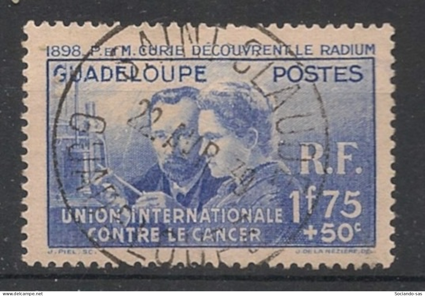 GUADELOUPE - 1938 - N°YT. 139 - Marie Curie - Oblitéré / Used - Gebruikt