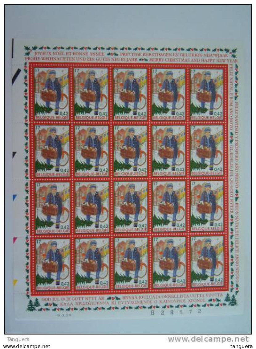 België Belgique Belgium 2000 Kerstmis Nieuwjaar Posbode Velletje Noël Nouvel An Facteur Feuillet 20 X 2942 F2942 MNH ** - 1991-2000