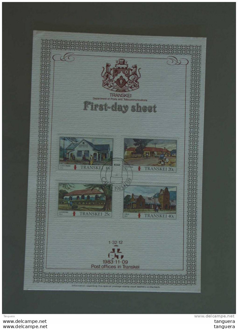 Transkei 1983 FDC Sheet Postkantoren Bureaux  Postaux Yv 128-131 - Transkei