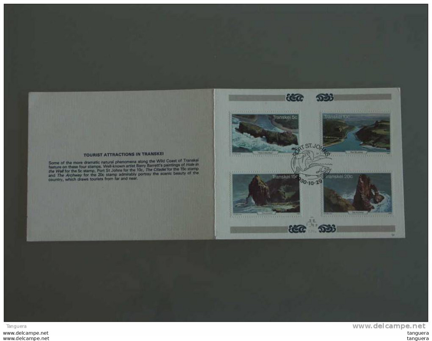 Transkei 1980 Presentation Card Tourisme La Cote Rocher Port La Citadelle L'Arcade Yv 79-82 - Otros & Sin Clasificación