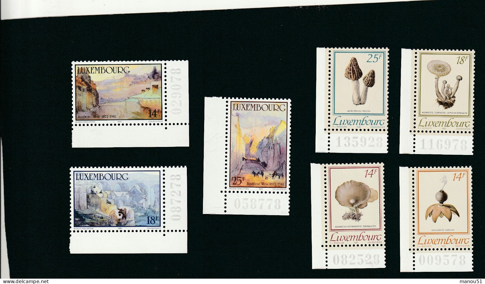 LUXEMBOURG - Emission Du 4.03.1991 - Lot 7 Timbres + 2 Enveloppes 1er Jour - Ungebraucht