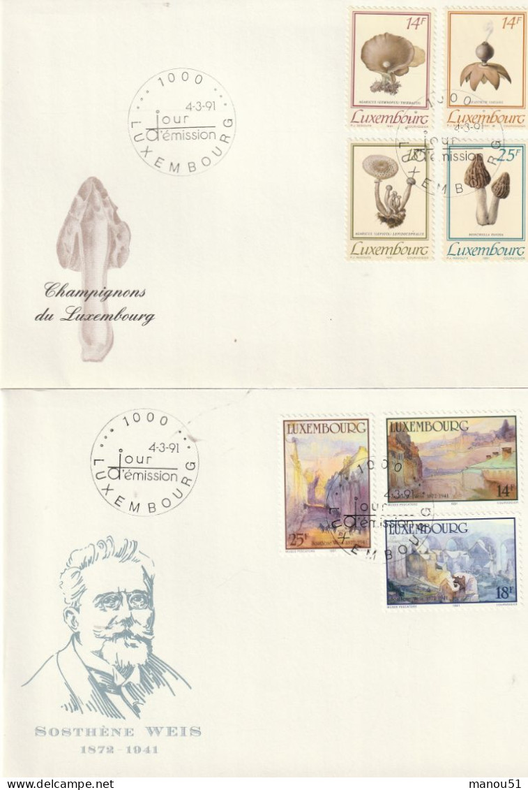 LUXEMBOURG - Emission Du 4.03.1991 - Lot 7 Timbres + 2 Enveloppes 1er Jour - Unused Stamps