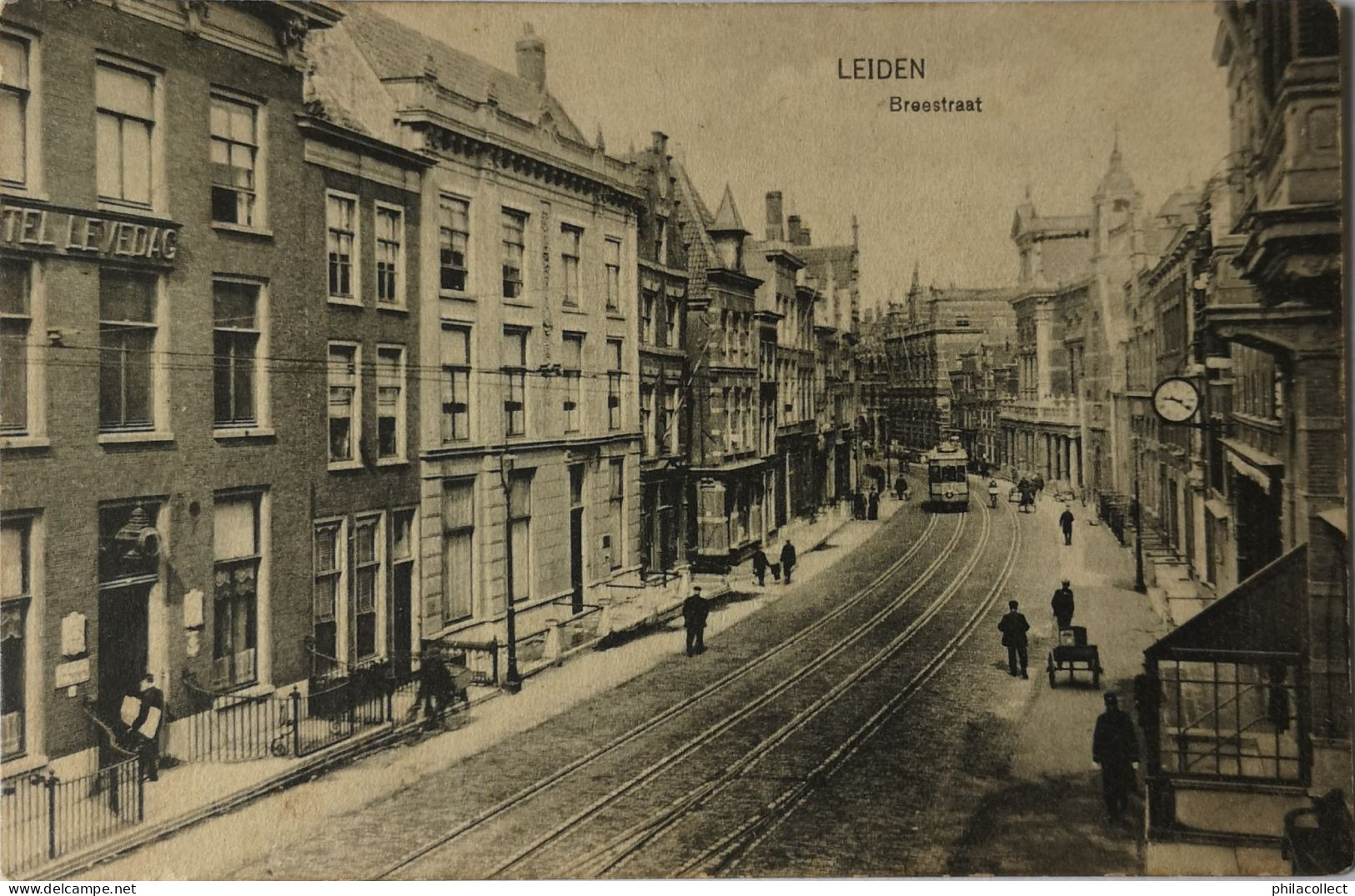 Leiden // Breestraat Met Tram (links Hotel Levedag) 1914 - Leiden