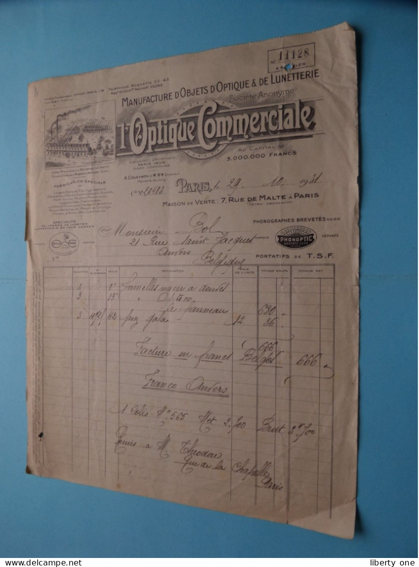L'Optique Commerciale ( Lunettes ) Rue De Malte à PARIS France ( Voir / Zie Scans ) 1931 ! - 1900 – 1949