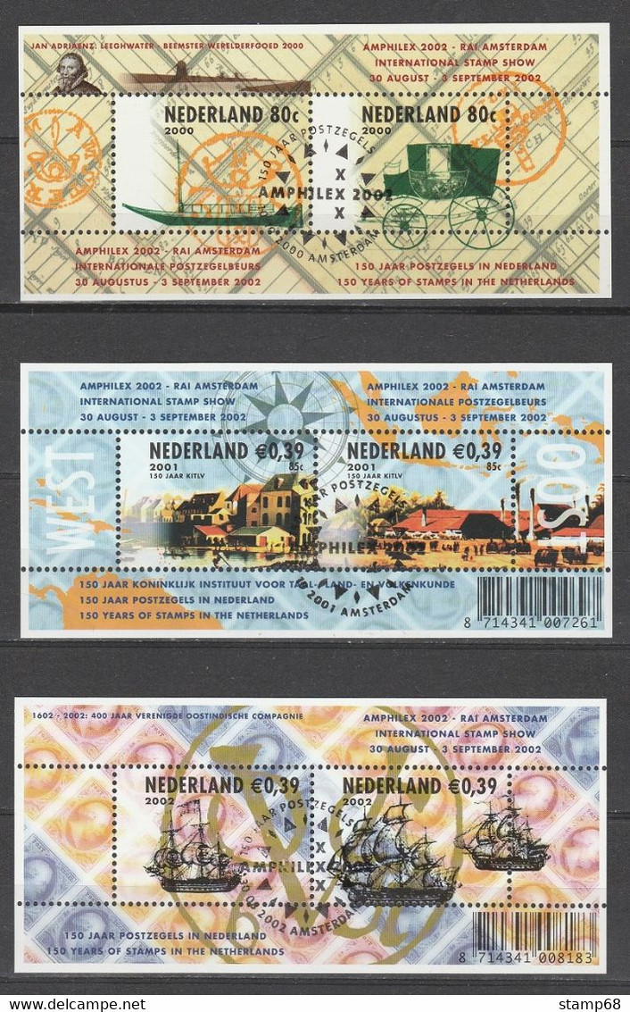 Nederland NVPH 1926, 2010 En 2103 Alle Blok 150 Jaar Postzegels In Nederland 2000-02 Used Gestempeld - Used Stamps