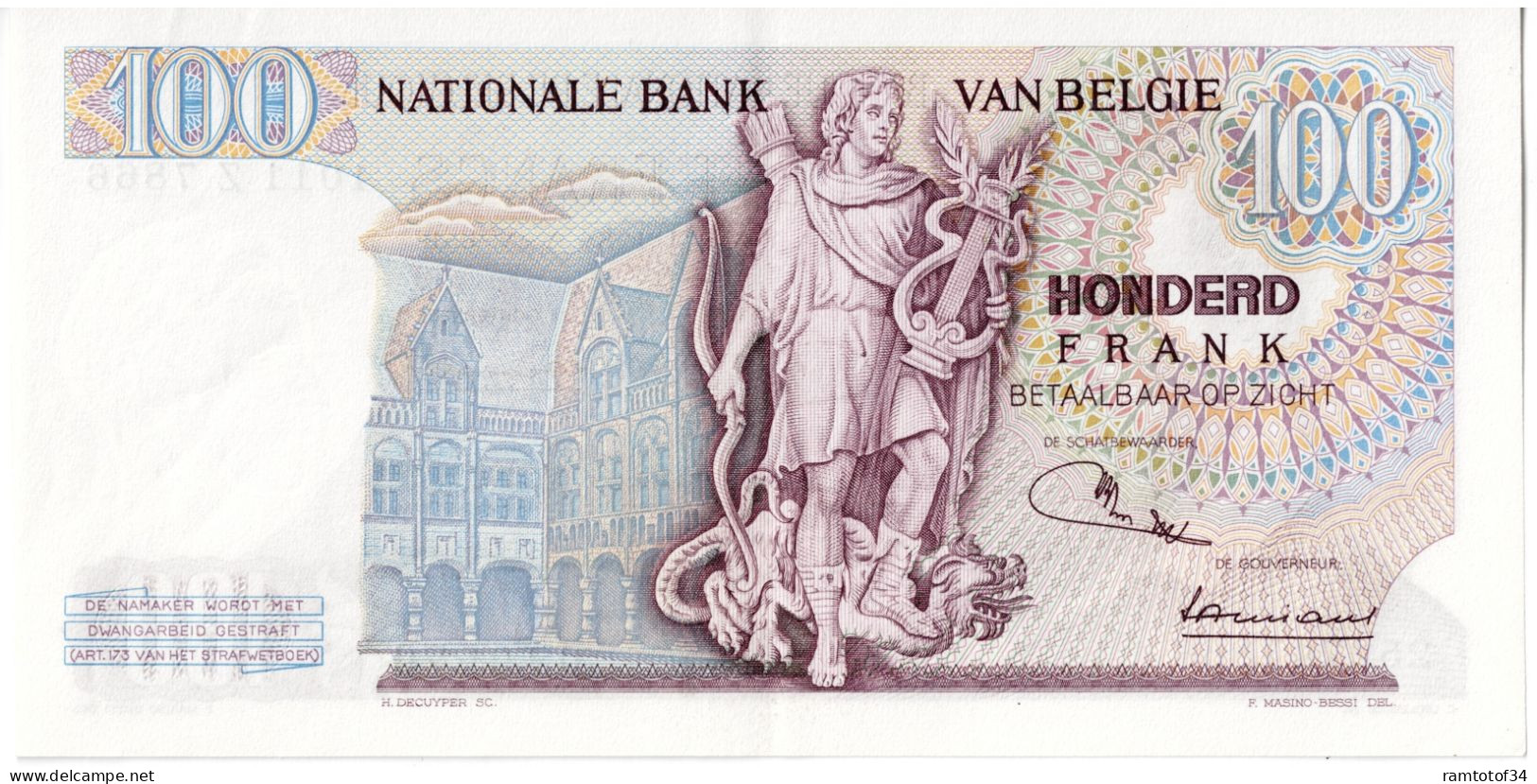 BELGIQUE - 100 Francs 1970 UNC - 100 Francs