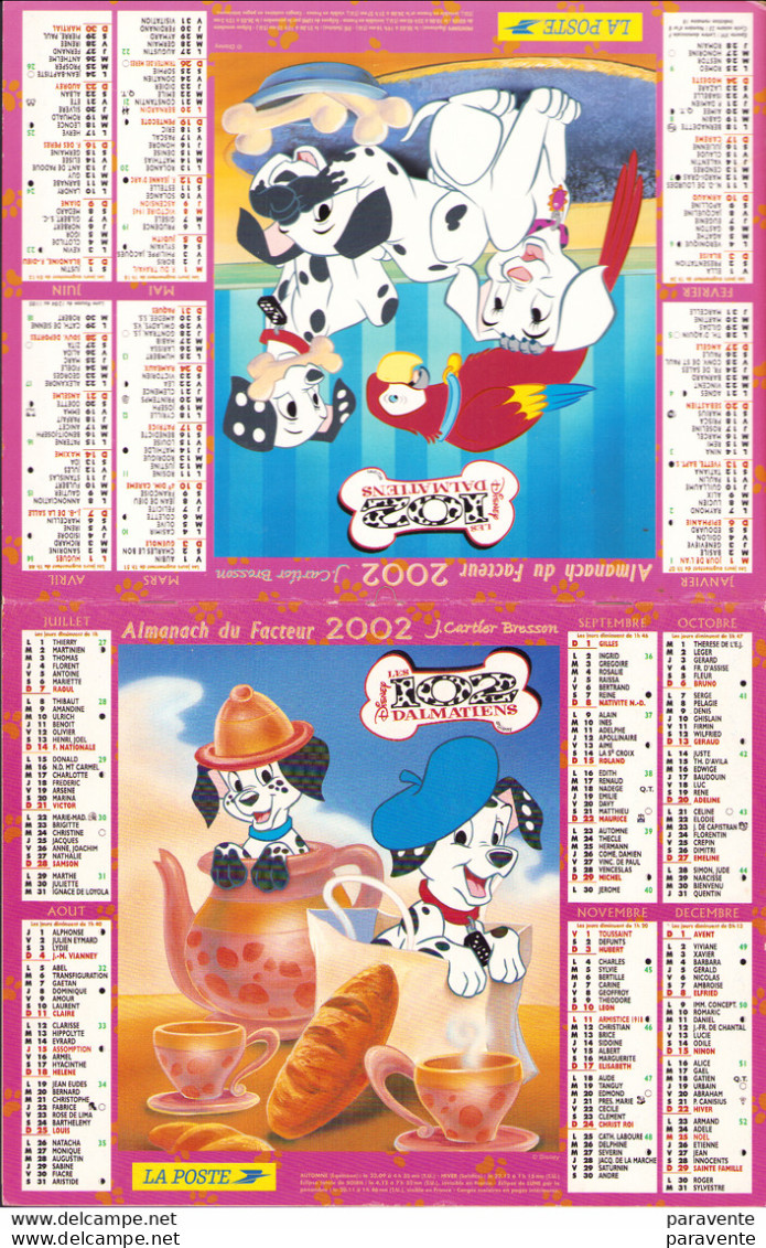 Calendrier Poste 2002 - WALT DISNEY Les 101 Dalmatiens - Agende & Calendari