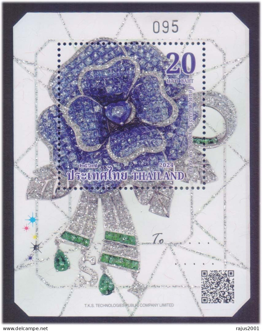 Symbol Of Love, UNUSUAL EMBOSSED GLITTER INK USED TO MAKE SPECIAL EFFECT, QR Code, 2024 Thailand MNH - Thaïlande
