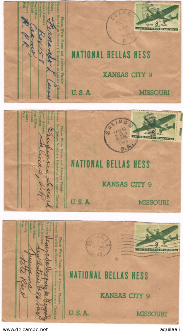 Storia Postale U.S.A. 1946. N. 11 Lettera Di Posta Aerea Per Missouri ( Bellas Hess). - Covers & Documents