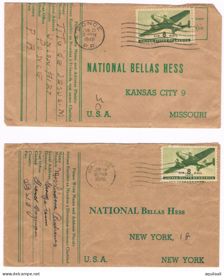 Storia postale U.S.A. 1946. n. 11 lettera di posta aerea per Missouri ( Bellas Hess).