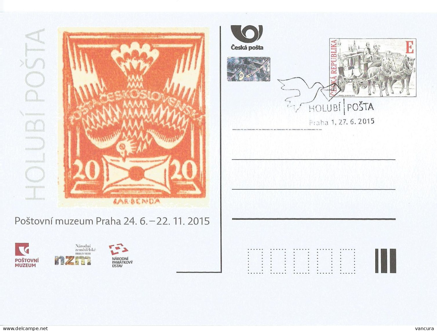 CDV PM 106 Czech Republic Pigeon Post Exhibition In Post Museum 2015 - Postkaarten
