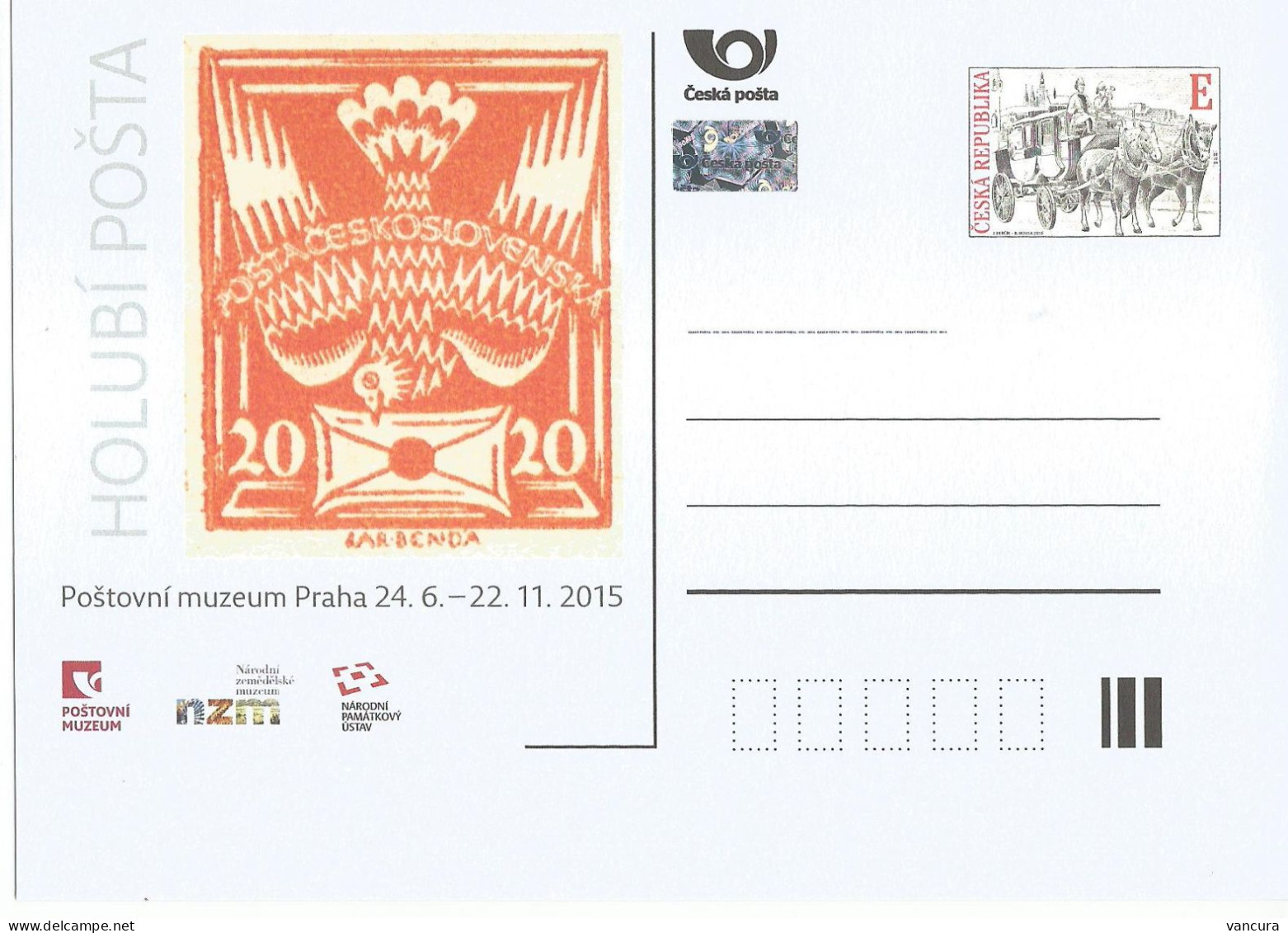 CDV PM 106 Czech Republic Pigeon Post Exhibition In Post Museum 2015 - Postcards