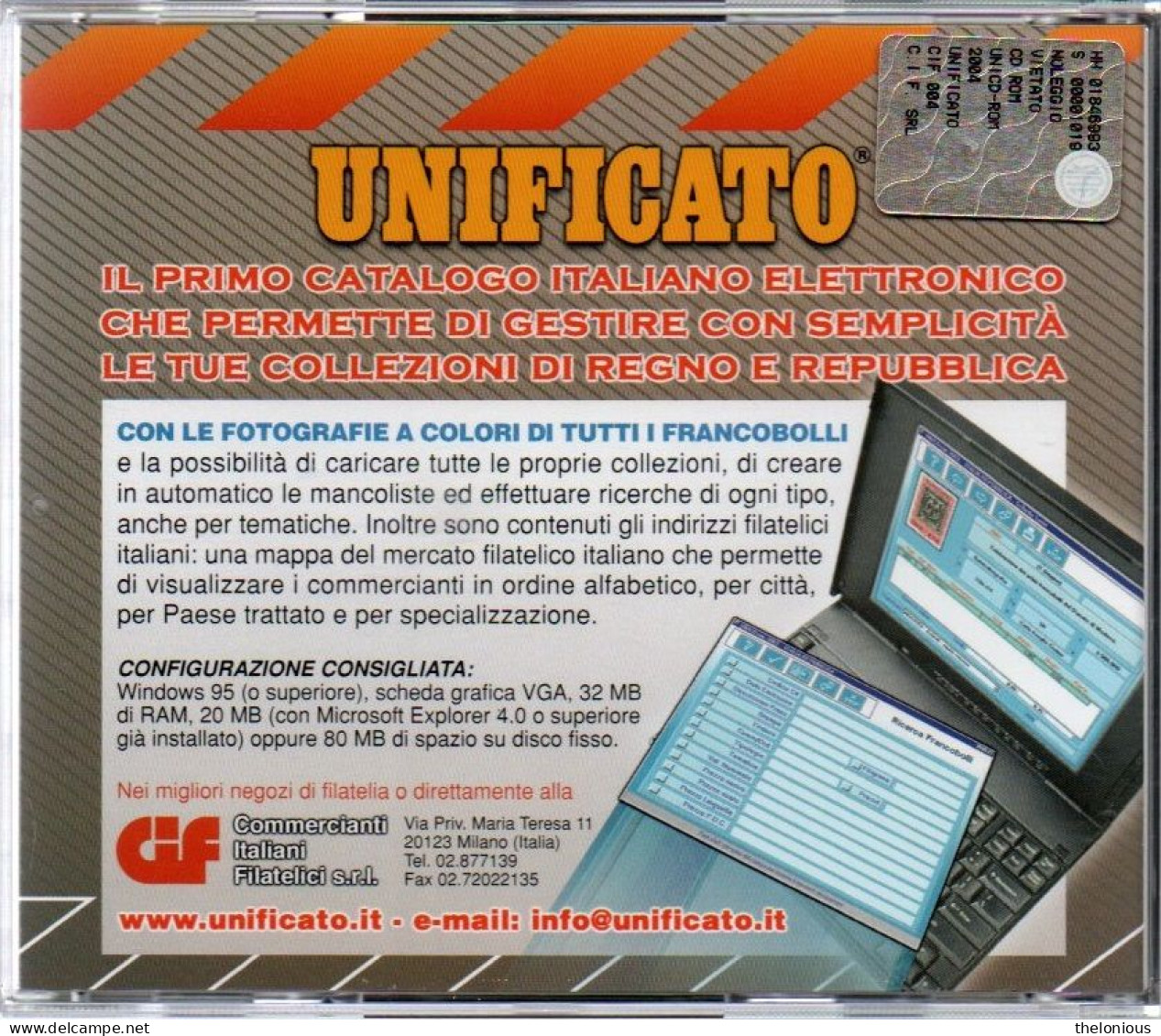 # CD ROM - UNIFICATO - ITALIA REGNO E REPUBBLICA 2004 - Italie