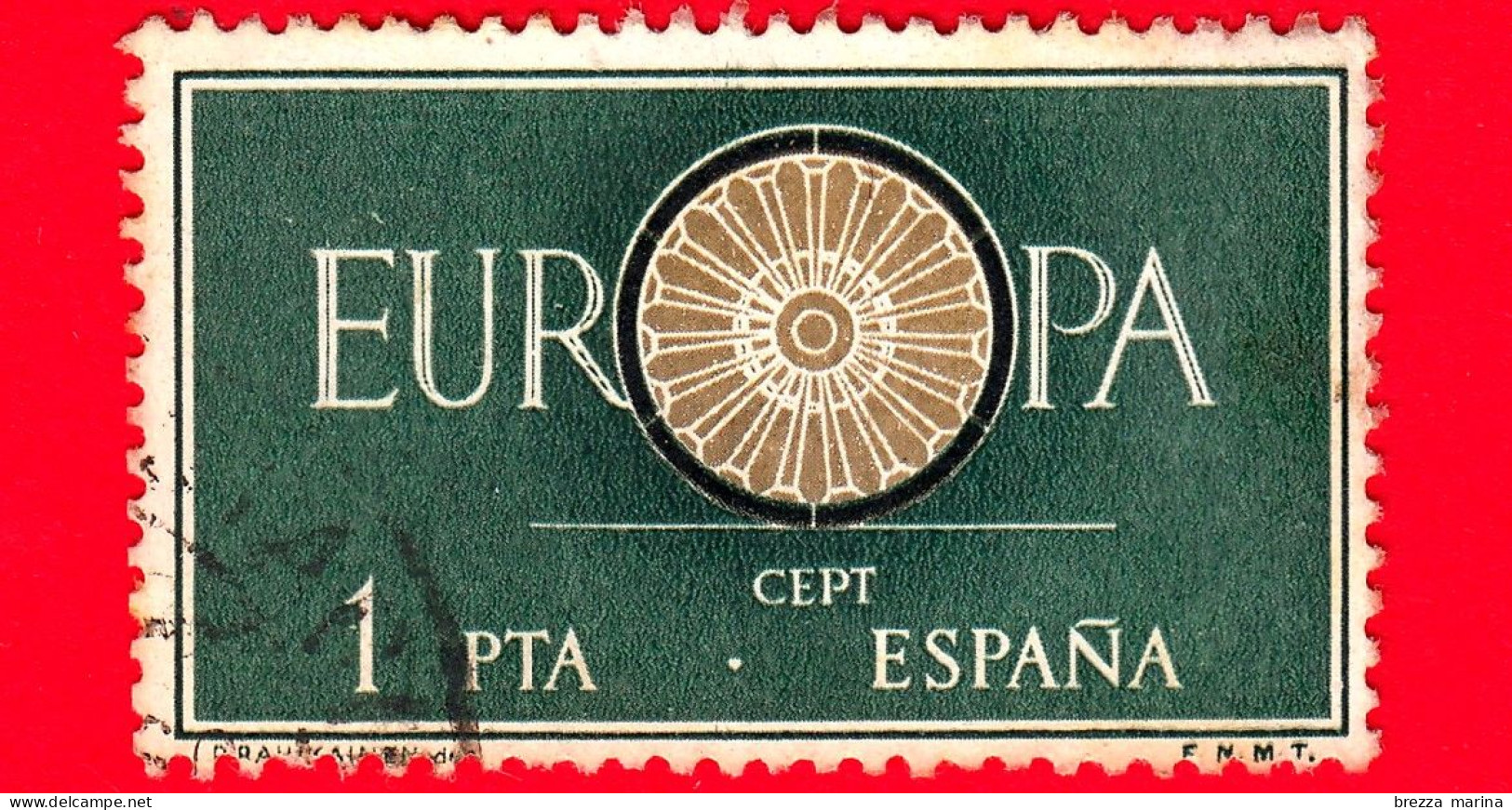 SPAGNA  - Usato - 1960 - EUROPA - Ruota A Raggi - Con O Come Una Ruota - 1 - Gebruikt